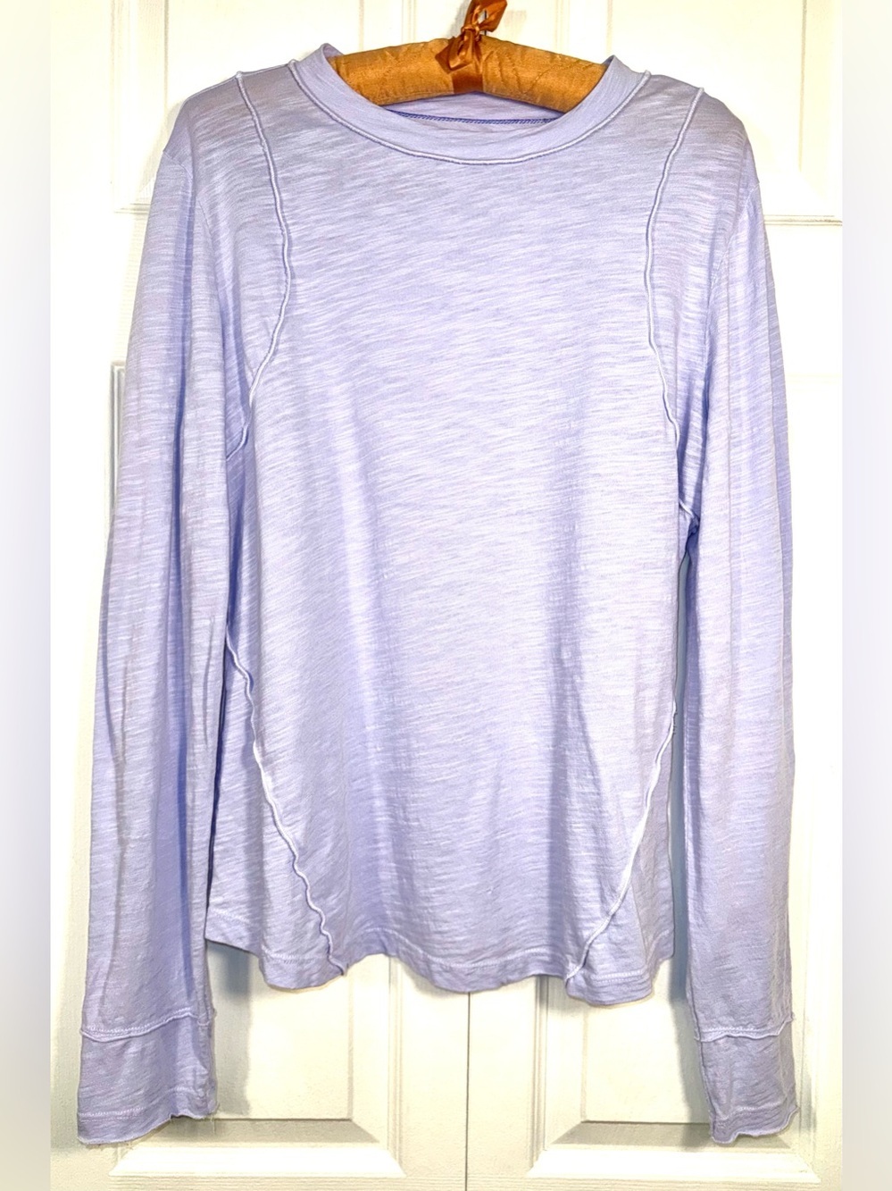 Pilcro By Anthropology Light Lavender Long-Sleeve Women's Top - Crewneck Shirt